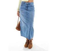 ONLY - Gonna midi in denim blu medio con spacco sul retro 42