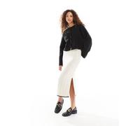ONLY - Gonna midi in maglia color pietra con finiture a contrasto-Neutro 44