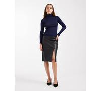 ONLY - Gonna midi in pelle sintetica nera con spacco-Nero 36