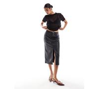 ONLY - Gonna midi in pelle sintetica nera-Nero 34