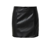 Only - Minigonna nera con intaglio sul davanti in pelle sintetica-Nero XL