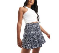 ONLY - Gonna pantalone blu navy a fiorellini con vita elasticizzata 40