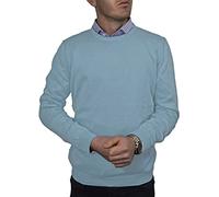 Only Italian Tricot Maglione Uomo Pullover Paricollo Cotone 100% con Maglia rasata Made in Italy 3XL Celestino