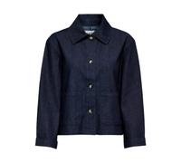 ONLY, ,Jackets ,Donna ,Blu ,L Giacca Abbottonata a Maniche Lunghe con Scollo Rotondo e Colletto Classico