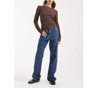 ONLY - Jeans a vita molto alta con fondo ampio blu medio W31 L32