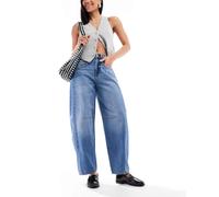 ONLY - Jeans bombati blu medio con cuciture e cavallo basso W28 L32