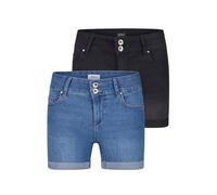 ONLY Jeans corti da donna, elasticizzati, skinny fit, a vita media, con maniche lunghe, confezione da 2 pezzi, estivi, basic denim, blu, nero, S, M, L, XL, XXL, Light Blue Denim / Washed Black