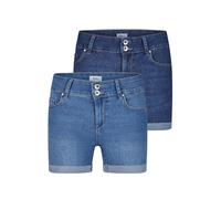 ONLY Jeans corti da donna, elasticizzati, skinny fit, a vita media, con maniche lunghe, confezione da 2 pezzi, estivi, basic denim, blu, nero, S, M, L, XL, XXL, Denim blu scuro / denim blu chiaro