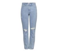 ONLY Onljagger Life High Mom Ankle DNM Noos Jeans, Mix Blu Chiaro, 28W / 34L Donna