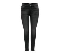 ONLY Onlhush Mid Waist SK RW Ank DNM Jeans a Vita Media, Nero delavé, (XS) W x 32L Donna