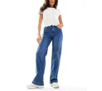 ONLY - Juicy - Jeans a fondo ampio e vita alta con pinces in denim blu scuro W31