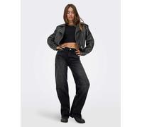 ONLY - Julles - Jeans dritti a vita bassa nero slavato W25 L30