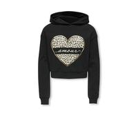 Only & Kids Hoodie Kogcooper-Felpa con Cappuccio Life Heart LS Swt Noos, Nero, 146-152 Donna