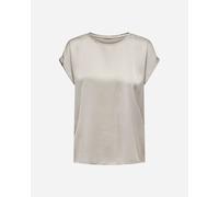 ONLY Onllieke S/S Satin Mix Top Wvn Noos Camicia a Maniche Corte, Bianco, S Donna