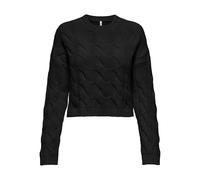 ONLY LS Onlelly Life Cabel O-Neck CC Knt, Nero, L Donna