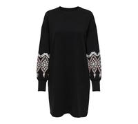 ONLY LS Short Dress Flower Swt Noos Onlbrooke-Abito Corto con Motivo Floreale, Nero, XXL Donna