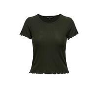 ONLY Maglia Corta a Coste Cropped con Manica Corta e Scollo Rotondo per Donna ONLEMMA