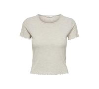 ONLY Maglia Corta a Coste Cropped con Manica Corta e Scollo Rotondo per Donna ONLEMMA