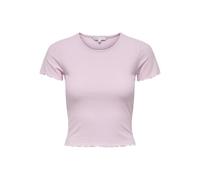 ONLY Maglia Corta a Coste Cropped con Manica Corta e Scollo Rotondo per Donna ONLEMMA