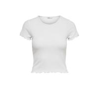 ONLY Maglia Corta a Coste Cropped con Manica Corta e Scollo Rotondo per Donna ONLEMMA, Colore:Bianco, Taglia:L