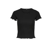 ONLY Maglia Corta a Coste Cropped con Manica Corta e Scollo Rotondo per Donna ONLEMMA, Colore:Nero, Taglia:XL