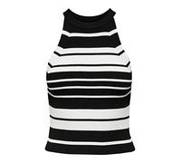 Only - Top con scollo a vogatore nero e bianco a righe 40