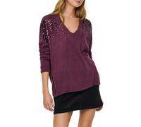 Only maglia scollo a V con paillettes borgogna S