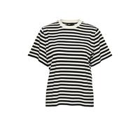 ONLY Maglietta a Righe da Donna in Cotone con Girocollo, Colore:Bianco-2, Taglia:L