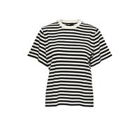 ONLY Maglietta a Righe da Donna in Cotone con Girocollo, Colore:Bianco-2, Taglia:S