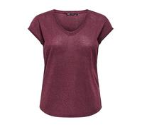 ONLY Onlsilvery S/S V Neck Lurex Jrs Noos Top Basic Scollo A Maniche Corte per L'eleganza dei Giovani, Bordeaux, S Donna
