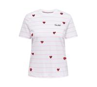 ONLY Onlkita Life Reg S/S Heart Top Box Jrs T-Shirt, Bianco Brillante/Stampa: voilà, S Donna