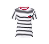 ONLY - T-shirt testurizzata nera e bianca a righe con dettaglio con ciliegia-Bianco 34