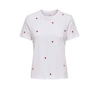ONLY Onlketty S/S O-Neck Top Box Jrs T-Shirt, Bianco Brillante/AOP: Cuore, XS Donna