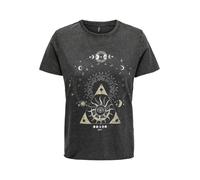 ONLY - T-shirt lavaggio acido nero slavato con motivo con astri 38