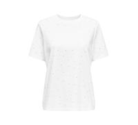 ONLY - T-shirt squadrata bianca con strass-Bianco 40