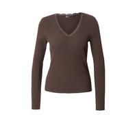 Only top a maniche lunghe con scollo a V e dettagli in pizzo color cioccolato-Marrone 40