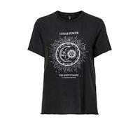 ONLY Maglietta Stampata a Manica Corta Donna Top Basic Girocollo con Scritta Shortsleeve ONLLUCY., Colore:White-Black, Taglia:S