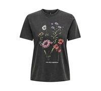 ONLY Maglietta Stampata a Manica Corta Donna Top Basic Girocollo con Scritta Shortsleeve ONLLUCY., Colore:Grigio-3, Taglia:XS