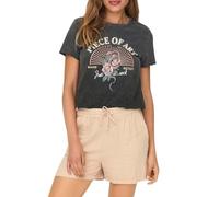 ONLY Maglietta Stampata a Manica Corta Donna Top Basic Girocollo con Scritta Shortsleeve ONLLUCY., Colore:Grigio Scuro-4, Taglia:S
