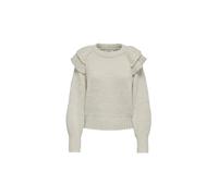 Only Maglione a Girocollo Donna, Modello ONLALICIA LS Ruffle O-Neck Knt, codice 15306941, in Misto Acrilico, Colore Bianco. Bianco Birch