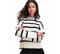 Only - Maglione accollato bianco a righe nere-Grigio 34