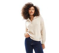 Only - Maglione color crema con zip corta-Bianco 40