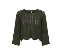 Only - Top all'uncinetto kaki scuro con maniche ampie-Verde 34