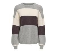ONLY Onlatia L/S Stripe Pullover Knt Noos Maglione in Misto Viscosa, Melange Grigio Medio, M Donna