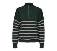 Only - Maglione verde scuro a righe con zip corta 36