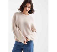 ONLY - Maglione girocollo in maglia a coste color pietra-Neutro 38