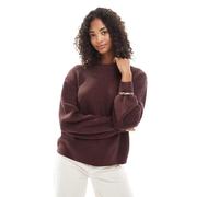 ONLY - Maglione girocollo in maglia a coste marrone cioccolato 34