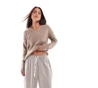 Only Maglione da donna ONLCamilla marrone mélange con scollo a V Taglia L