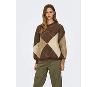 Only Maglione Onlnoeme Chestnut Cocoa Creme/Biscotti/Melange/Argyle da Donna XS Marrone