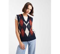 ONLY Maglieria e Cardigan Donna Blu Gilet Gilet con classico motivo argyle Autun
